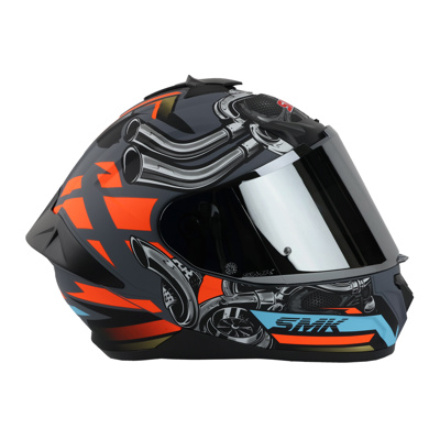 CASCO SMK TYPHOON NEGRO/NARANJA MATE MICA ESPEJO MA676 CERRADO SVS L